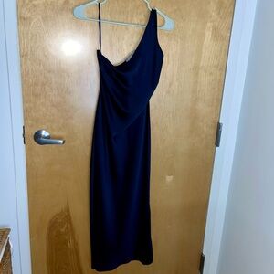 Navy BHLDN One Shoulder Dress